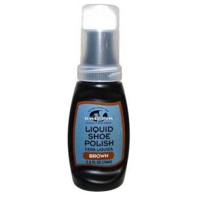 GRIFFIN BROWN LIQUID SHOES POLISH WITH APPLICATOR SPONGE 1CT
